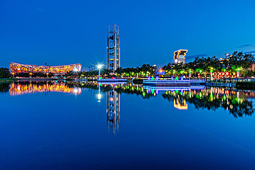 北京奥林匹克公园夜景