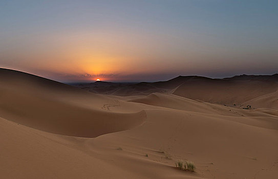 日落,沙丘,撒哈拉沙漠