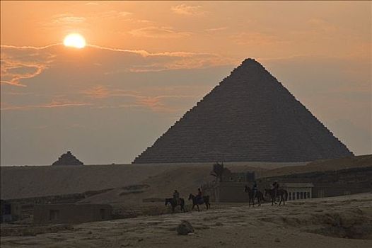 日落,金字塔,吉萨金字塔,埃及,非洲