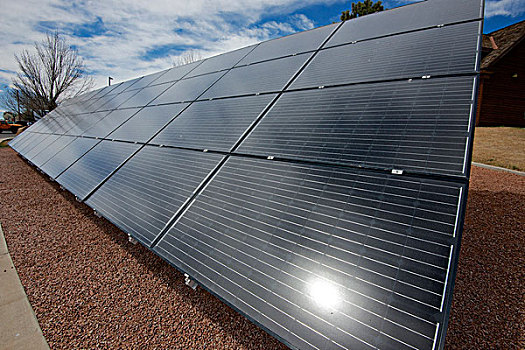 太阳能电池板,排列,向上,太阳,中心,犹他,大幅,尺寸