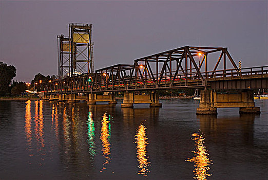 桥,夜晚,新南威尔士,澳大利亚