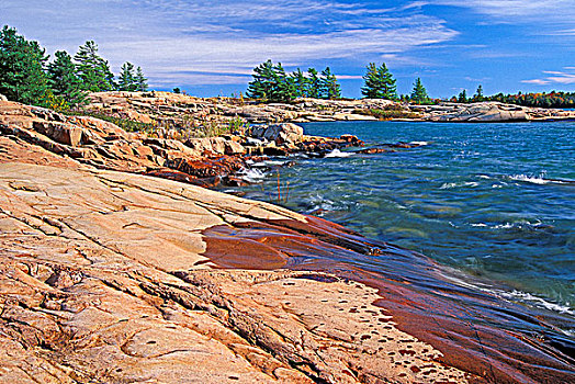 石头,海岸线,乔治亚湾,小路,基拉尼省立公园,安大略省,加拿大