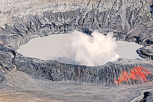 火山湖,蒸汽,上升,火山,火山国家公园,哥斯达黎加,中美洲