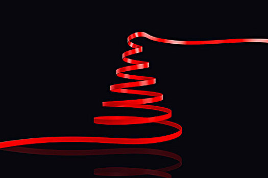 红色,圣诞树,丝带
