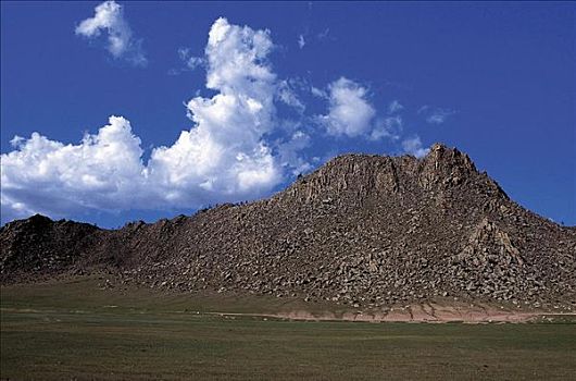 山,石头,蒙古,亚洲