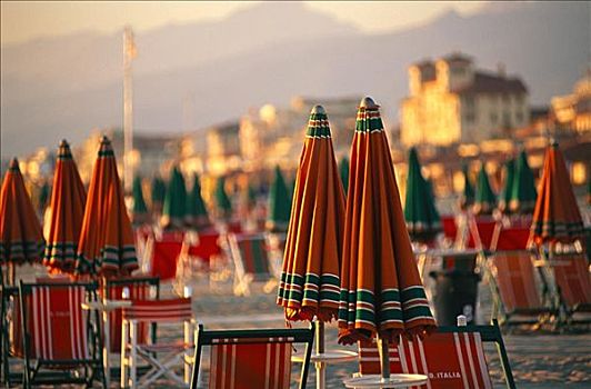 沙滩椅,伞,托斯卡纳,意大利