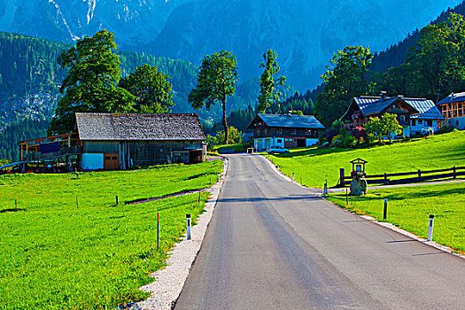 阿尔卑斯山,乡村,道路,风景