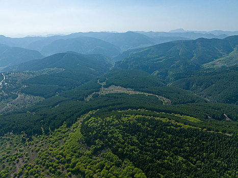 航拍济南小岭村盘山路