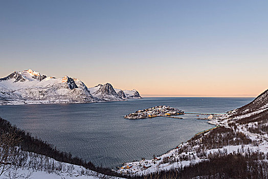 风景,渔村,岛屿,特罗姆斯,挪威,欧洲
