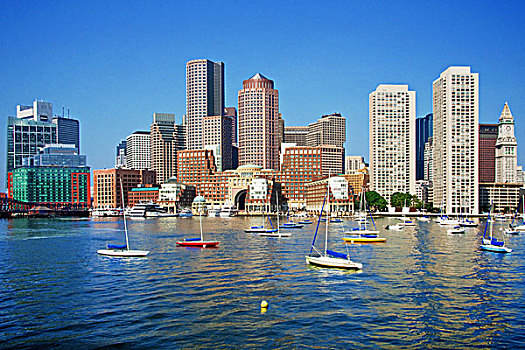 波士顿,天际线,漂亮,白天