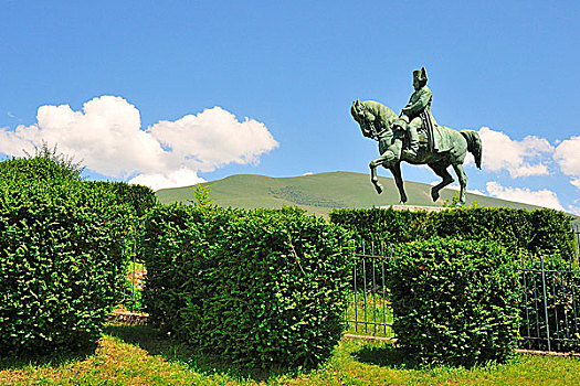 骑马雕像,草原,户外,路线,伊泽尔省,隆河阿尔卑斯山省,法国,欧洲