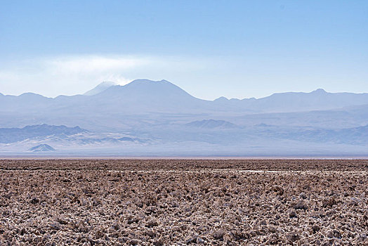 风景,上方,盐,沙漠,盐湖,阿塔卡马沙漠,背影,安第斯山,火山,区域,安托法加斯塔,智利,南美