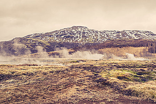 模糊,风景,正面,山,冰岛