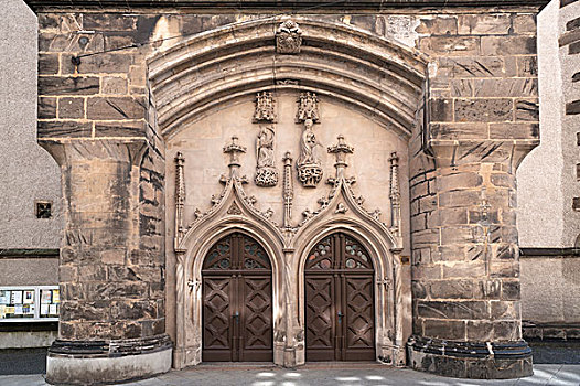 教堂,入口,门口,圣母教堂,萨克森,德国,欧洲