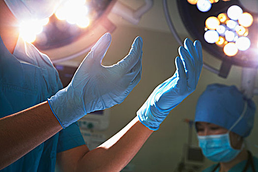 腹部,手术手套,外科,光亮,手术室