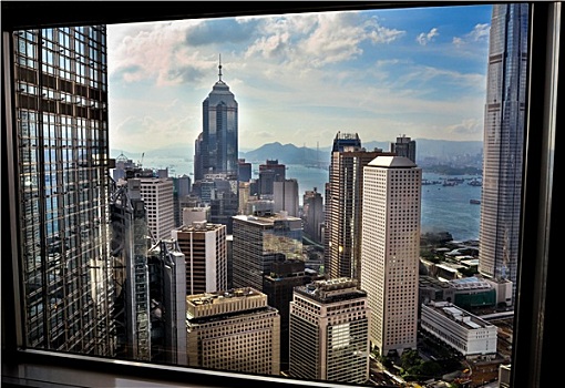 香港,窗户,风景,摩天大楼