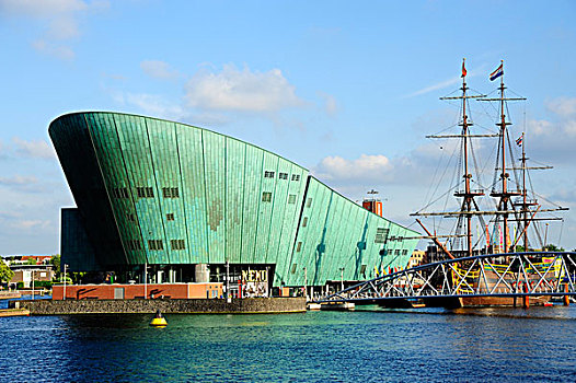 科学,科技,中心,码头,仿制,航行,船,博物馆,大海,阿姆斯特丹,北荷兰,荷兰北部,荷兰,欧洲