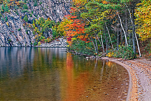 秋色,湖,旁侧,石头,省立公园,靠近,安大略省,加拿大