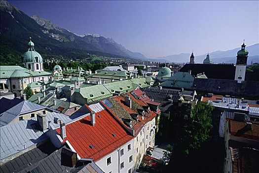 俯拍,建筑,城市,因斯布鲁克,奥地利
