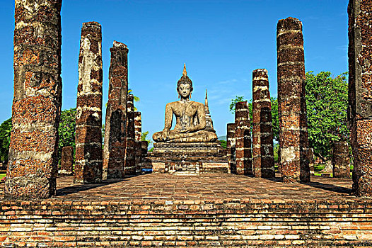 佛像,玛哈泰寺,公园,素可泰,泰国,亚洲