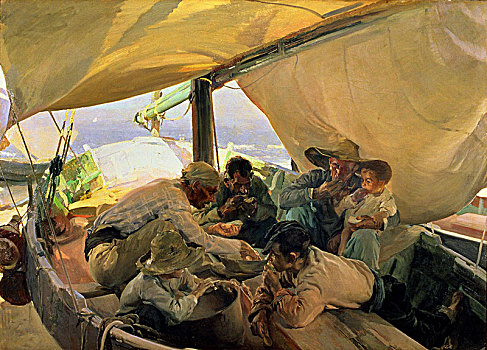 食物,船,1898年,油画
