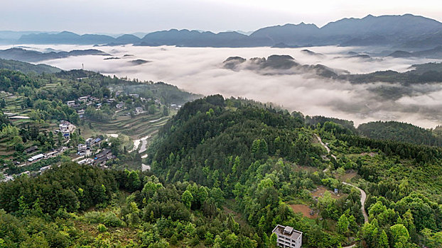 重庆酉阳,雾霾天气青山绿