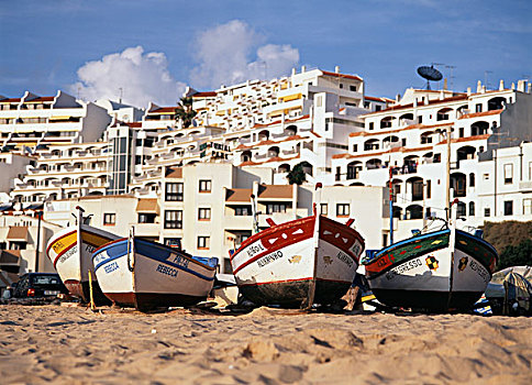 葡萄牙,阿尔加维,阿尔布斐拉,渔船,海滩,大幅,尺寸