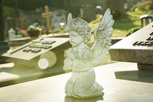 小,天使,墓地
