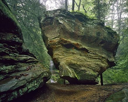 砂岩,失落,老,洞穴,州立公园,山,区域,俄亥俄