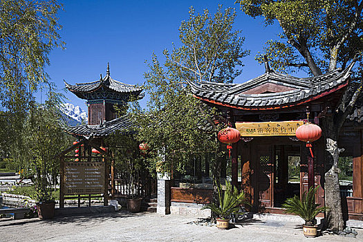 建筑,城镇,玉龙雪山,丽江,云南,中国