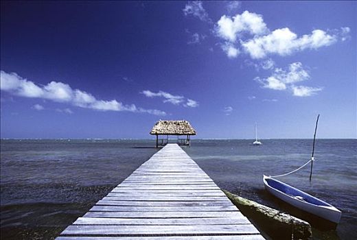 船,旁侧,长,码头,岛屿,伯利兹,中美洲
