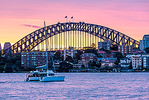 海港大桥,日落,悉尼,新,南,鲸,澳大利亚