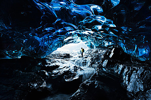 冰,洞穴,山,引导,冰岛