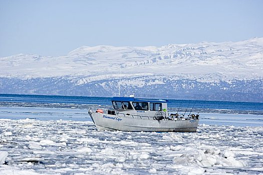 渔船,浮冰,本垒打,阿拉斯加,美国