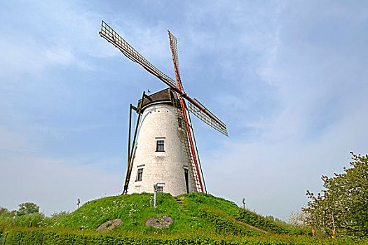 风车,西佛兰德省,佛兰德斯,比利时,欧洲