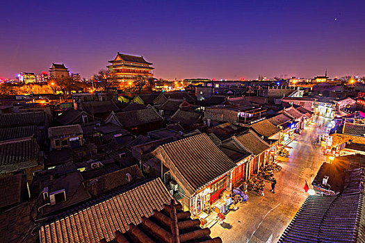 北京古城夜色-钟鼓楼