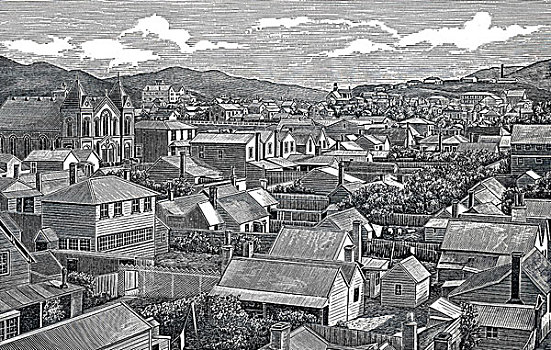 城市,新西兰,历史,雕刻,19世纪,世纪,书本,战斗,溪流,密歇根,1893年