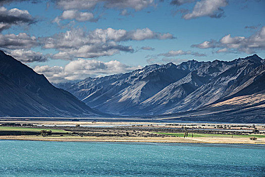 风景,山,湖,南岛,新西兰