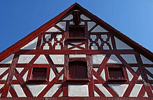 历史,半木结构,山墙,中间,弗兰克尼亚,巴伐利亚,德国,欧洲