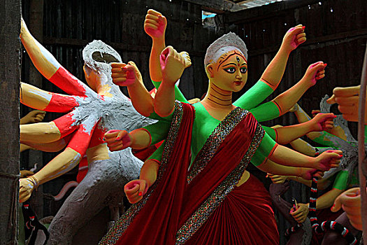 粘土,神像,女神,工作间,白天,孟加拉,十月,2008年