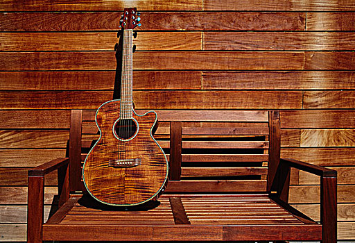 声响,褐色,吉他,木质,条纹,木墙,单色调