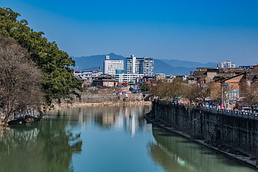 福建省长汀县都市建筑风光景观