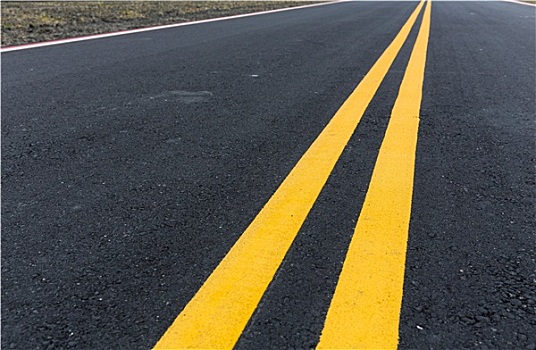 沥青,道路,一对,黄线