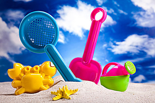 彩色,塑料制品,玩具,海滩