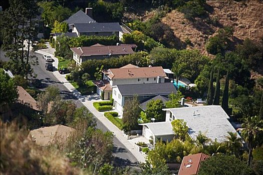 俯拍,房子,比弗利山,洛杉矶,加利福尼亚,美国