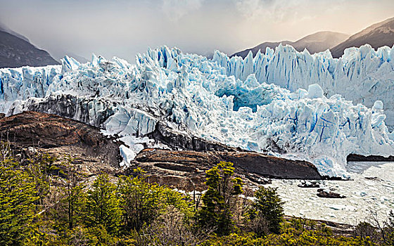 风景,山,莫雷诺冰川,洛斯格拉希亚雷斯国家公园,巴塔哥尼亚,智利