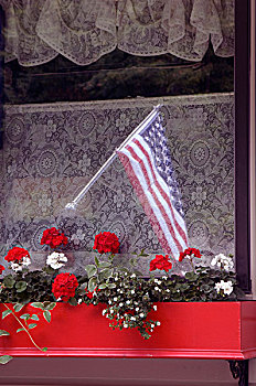 美国国旗,花箱