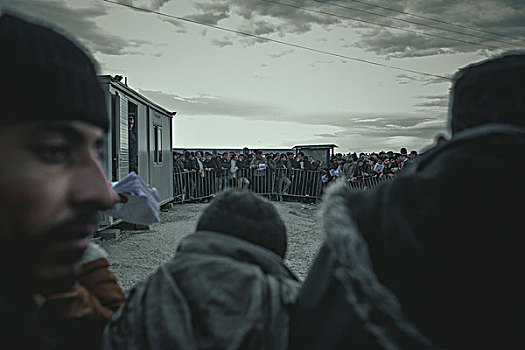 难民,露营,希腊人,马其顿,边界,人,队列,注册,中马其顿,希腊,欧洲
