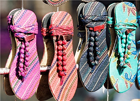 传统,鞋,市场,印度