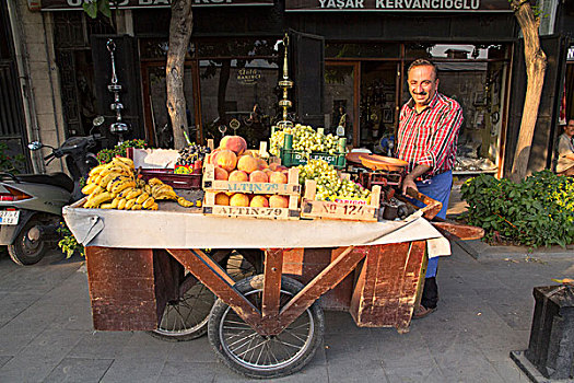土耳其,土耳其人,男人,城市,中心,水果,手推车,使用,只有